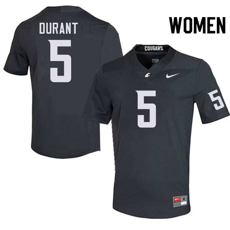 Women #5 Tyson Durant Washington State Cougars College Football Jerseys Stitched-Charcoal